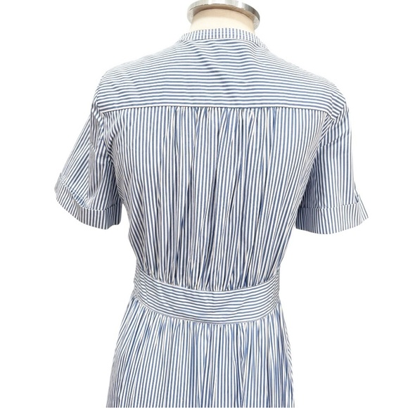 AYR The Villa Short Sleeve Belted Midi Shirt Dress Blue Stripe Size XS - Picture 8 of 11